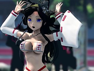 animé, animé, forte poitrine, gros seins, ramonée